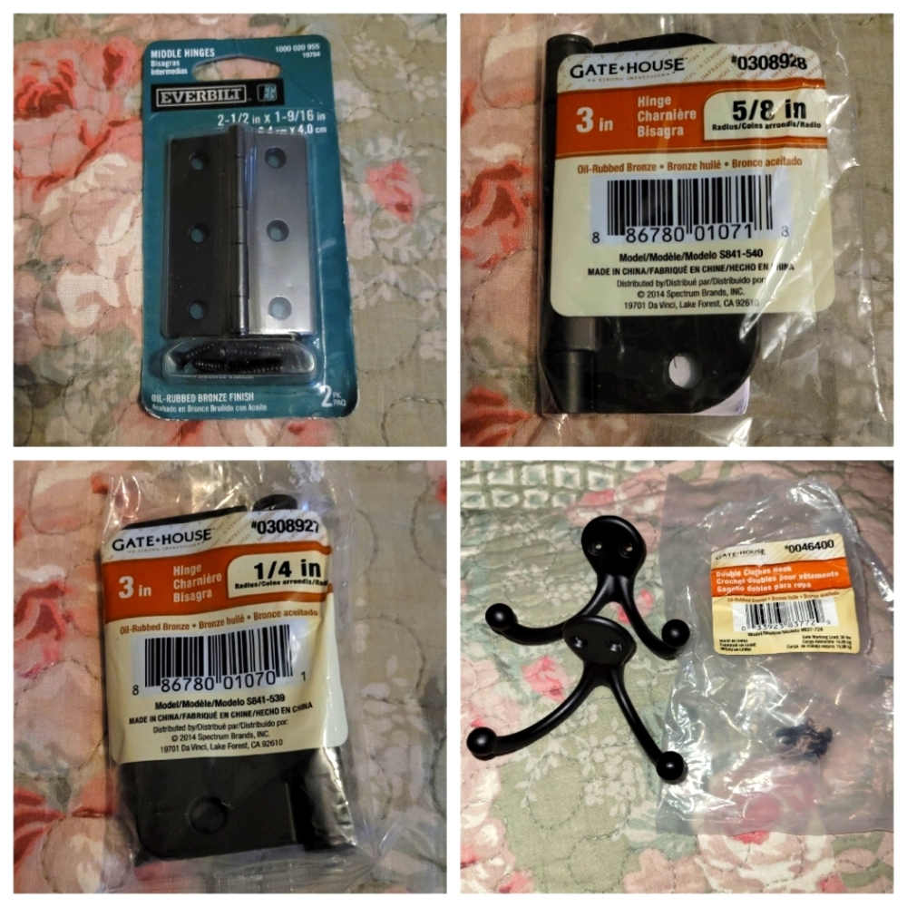 Oil-Rubbed Bronze Hinges & Double Clothes Hooks